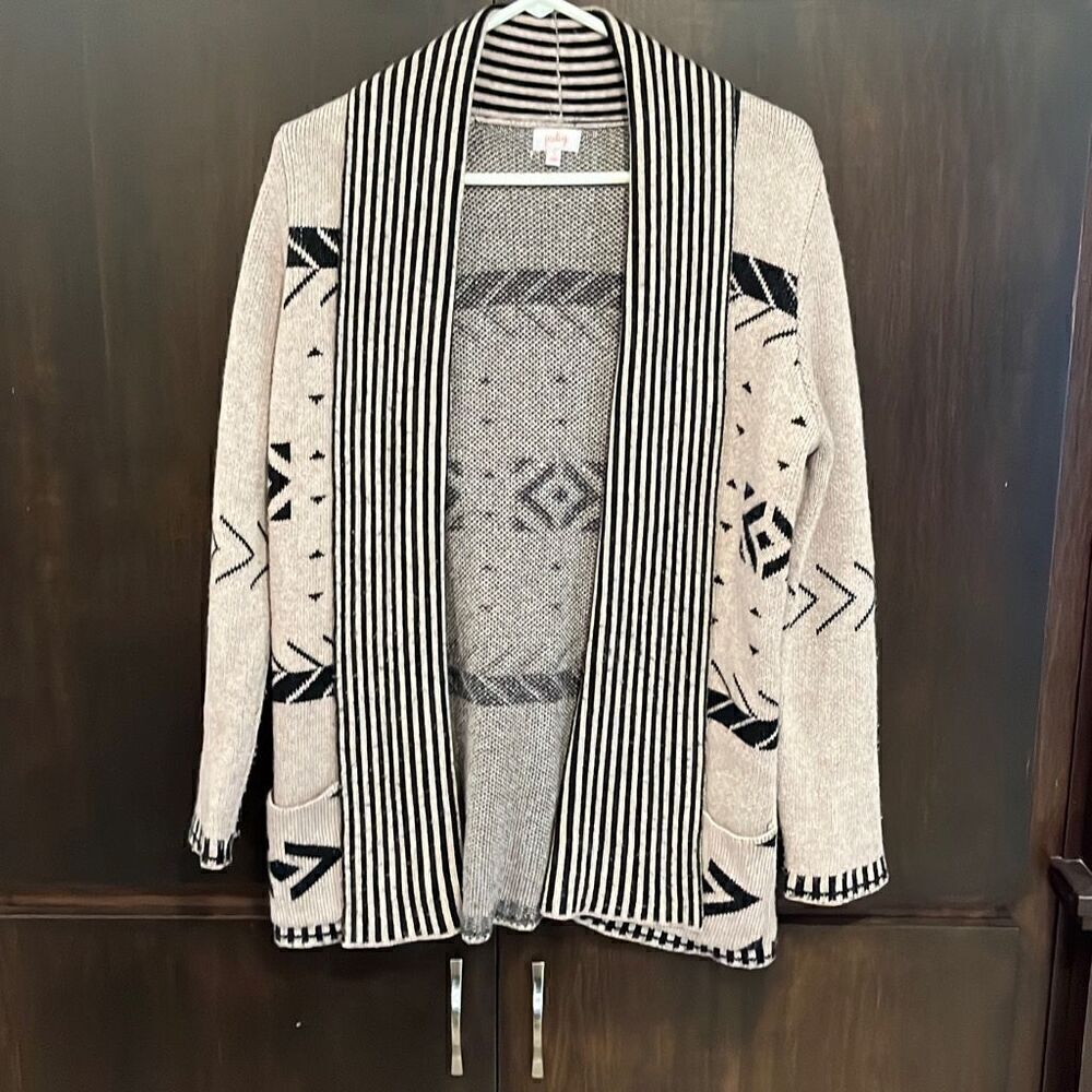 Pixley Tan Black Cardigan Sweater Small‎